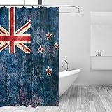COSNUG Flagge von Neuseeland, Duschvorhänge für Badezimmer, 152,4 x 183,9 cm, mit 12 Haken, wasserdichte Badezimmervorhänge für Mädchen und Jungen