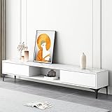 Moderner TV-Ständer, Entertainment-Center mit Aufbewahrungsschränken und Schiebetischplatte, 120 x 30 x 40