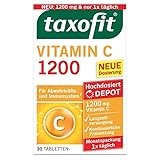 taxofit Vitamin C 1200 Depot Tabletten für das Immunsystem und Abwehrkräfte | ohne Gluten, Zucker, Lactose und Gelatine | Nahrungsergänzungsmittel | 30 Tabletten hygienisch einzelverpackt im Blister