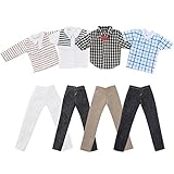Asiv Set von 4 Plaid Kleidung Jacke Hosen Outfit Für Ken Fashionista Puppen, für Weihnachten und Geburtstag Geschenk, Mehrfarbig (Zufälliges Muster)