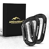 NEU AMZoutdoor® 2 Stück Karabiner aus Flugzeugaluminium mit über 1200kg Tragkraft | Karabiner mit Geschenkbox für Camping, Angeln, Wandern, Survival | Karabiner schwarz | Schlüsselkarabiner | Outdoor