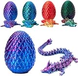 Drachenei mit Drache, Kristall Drachen-Figur-Dekor, Dragon Egg, 3D Gedrucktes Drachenei, Drachen Spielzeug, Artikulierte Kristalldrache, Beweglicher Drache (B)