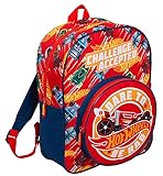 Hot Wheels Rucksack für Kinder, große Autos, Schule, Reisen, Sporttasche mit Getränkehalter, rot, Einheitsgröße, Rucksack