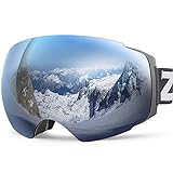 ZIONOR Lagopus X4 Skibrille Verspiegelt Snowboard Brille Magnet Zweilagiges Objektiv Kugelförmiges Design Anti-Fog UV-Schutz Anti-Rutsch-Gurt Schneebrille für Herren Damen