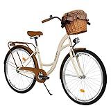 Milord. 28 Zoll 3-Gang braun Komfort Fahrrad mit Korb und Rückenträger, Hollandrad, Damenfahrrad, Citybike, Cityrad, Retro, Vintage