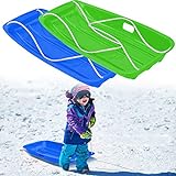 Atalawa Snow Sleds Toboggans, Sledges & Toboggans Heavy Duty Sledge Toboggan Sleigh Sled Plastic Unisex Ski Fun Board, Blue & Green, 2 Pack…