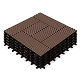 IDMarket - 5 Stück Terrassenfliesen aus Mosaik von WODHY zum Anklipsen, Holz, Komposite, Taupe, 30 x 30