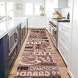 VIMODA Küchenteppich Teppichläufer Coffee Modern Kaffee Design in Braun Beige Teppich für Lounge oder Küche, Maße:160x220 cm