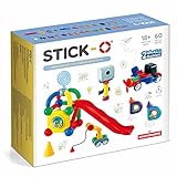 Stick-O Creator 60 Stück Magnetische Bausteine Spielzeug für Kinder mit Rassel und Schüttelstücken.