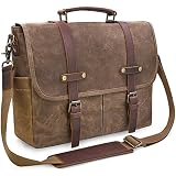 NEWHEY Herren Umhängetaschen Aktentasche Laptoptasche Wasserdichte Canvas Groß Arbeitstasche Messenger Bag Männer Vintage 15.6 B