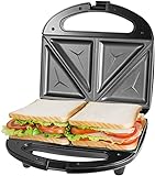 Sandwichmaker für 2 Sandwiches,Sandwichtoaster 2-Lagen Antihaftbeschichtung,schnelles Aufheizen Toaster, wärmeisolierter Handgriff, platzsparende Aufbewahrung, schwarz/Edelstahl DIDO