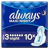 Always Maxi Night Damenbinden mit Flügeln Gr.3 (10 Stück) super saugfähriger Kern & zuverlässiger SecureGuard-Auslaufschutz für besonderen Schutz in der Nacht