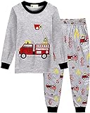 Jungen Feuerwehr Schlafanzug Lang Pyjama für Kinder 92 98 104 110 116 122