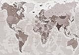 wandmotiv24 Fototapete Weltkarte Globus Atlas, L 300 x 210 cm - 6 Teile, Wanddeko, Wandbild, Wandtapete, Karte Sepia M6291