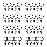 40 Stück Vorhangringe-Set, mit Clip Duschvorhang Metallklammern, Überzug Prozess Vorhang Ringe, mit Clips Vorhang Haken, Für Vorhänge und Gardinenstangen (Schwarz)
