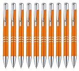 StillRich Metall Kugelschreiber 10 oder 50 Stück | hochwertiger Kulli | blauschreibende Premium Kugelschreiberminen für weiches schreiben (50, Orange)
