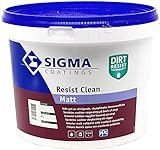 Sigma Innenwandfarbe abwaschbar Resist Clean Matt weiss 2,5L Deckenfarbe