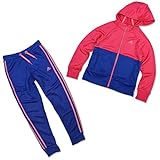 adidas Mädchen Trainingsanzug mit Kapuze, Pink/Blau, 164
