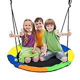 Platform Tree Swing Flying Saucer Swing for Kids Adult Outdoor Yard Swing, Durable Steel Frame & Hanging Straps Height Adjustable