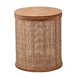 MARIYCH Runder Bauern-Couchtisch mit Stauraum, Wohnzimmertisch aus Massivholz mit Hebeplatte, Mitteltisch aus Rattan für kleine Räume, N