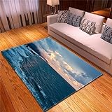Buohwiwe 3D Teppich Ozean - Modern Schlafzimmer Flanell Teppich Ozean Wohnzimmer Teppich - Dekoration Carpet rutschfeste Teppiche 120 x 170 cm
