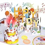 OSOMEPOP Geburtstagskarte, Grußkarte mit Sound und Lichteffekt PopUp Musikkarte Handgefertigte Kerze zum Ausblasen und Happy Birthday-Musik-Grußkarte Überraschungseffekt Glückwunschkarte mit Umschlag