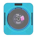 ASLOP tragbar CD Spielerwand montierbar CD Musik-Player Bluetooth-Fernbedienung Fm Radio HiFi-Lautsprecher mit USB 3. 5mm LED Bildschirm (Color : Blue)