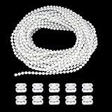 Panexf Rollokette Ersatzkette Rollo 3 Meter Weiß Rollo Perlenkette Ersatzteil Vertikal 4,5mm Endloskette mit 10 Stück Rollo Kettenverbinder für Vertikaljalousien J