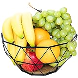 Chefarone Obstschale Metall - dekorativer Obstkorb Vintage Schwarz - Obst Aufbewahrung für mehr Vitamine in Ihrem Alltag - Skandinavische Deko Korb (26x26x12cm)