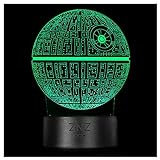 3D Star Wars Lampe, ZNZ LED Illusion Led Nachtlicht, 16 Farben Wechsel 3 Modell mit Remote & Smart Touch Dekor Lampe - Weihnachts- Star Wars Fans Geschenke für Kinder Männer Frauen (Death Star)