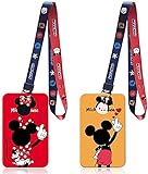 Mickey Mouse Schlüsselband, 2 Stück Lanyard Personalienhülle, Mickey Minnie Schlüsselanhänger mit Soft Touch Ausweishülle Handy Lanyard, für Ausweishalter, Schlüsselanhänger