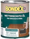 Bondex Wetterschutz Öl Anthrazit 0,75 L für 8 m² | Langanhaltender Schutz | Wetter & UV-Schutz | Biobasierte Technologie | Extrem Wasserabweisend | Wetterschutzöl | Holzschutz
