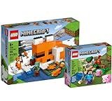 Collectix Lego Minecraft Set - Die Fuchs-Lodge 21178 + Der Hinterhalt des Creeper 21177, Bauset für Kinder ab 8 Jahren
