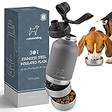 #streetdog Edelstahl Hundeflasche 3 in 1 mit Reise-Näpfen, Doppelwandige Hundetrinkflasche für Unterwegs BPA- frei