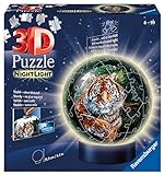 Ravensburger 3D Puzzle 11248 - Nachtlicht Puzzle-Ball Raubkatzen - 72 Teile - ab 6 Jahren, LED Nachttischlampe mit Klatsch-Mechanismus