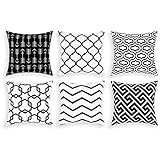 Alishomtll Kissenbezug 6er Set Linien Geometrie Muster Kissenhülle 45 x 45 cm Deko Zierkissenbezug für Couch Sofa, Schwarz und Weiß