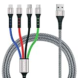 Multi USB Kabel, SIQIWO 4 in 1 Universal Ladekabel [1.2M] Nylon Mehrfach Schnellladekabel 2 iP Micro USB Typ C Multi Ladekabel für Android Galaxy S10 S9 S8 A5 J5, Huawei, LG, Sony, Kindle, PS4
