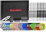 Burudani Dartpfeile Metallspitze | Umfangreiches Steeldarts Set mit 12 Darts | 24g Originale Turnier-Dartpfeile inkl. 30 Flights | Optimal: ergonomisch & aerodynamisch
