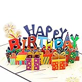 FONBAY Geburtstagskarten, 3D Pop Up Karte Geburtstag mit Umschlag geburtstagskarte lustig, Grußkarte für Frauen, Männer, Verwandte, Freunde, Kinder (Happy Birthday)