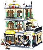 Cxcdxd Building Blocks House Kit, Modulare Gebäude, Street View Römisches Restaurant Modular Food Street mit Figuren, Architektur Häuser Modell Kompatibel mit Lego 4 in 1 QL0935(Ql0936)