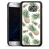 Holz Case kompatibel mit Samsung Galaxy S7 Edge Walnuss Handyhülle Echtholz Hülle Ananas Dschungel Früchte