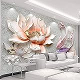 Wandmalereien Moderne 3D geprägte Lotusblume Fisch Tapete Schlafzimmer Wohnzimmer Sofa TV Hintergrundwand Tapete wandpapier fototapete 3d effekt tapeten Wohnzimmer Schlafzimmer-300cm×210cm
