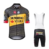 SGCIKER Team Jumbo Visma Fahrradtrikot-Set, Herren, Sommer, kurzärmelig, atmungsaktiv, Fahrrad-Shirt, MTB-Fahrrad-Kleidung, 9D-Gel-Pad, silber, Large