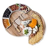 YNFDCYM Käsebrett und Messer-Set Holz-Charcuterie-Platten-Serviertablett mit Schüssel zusammenklappbares Käse-Schneidebrett-Set Geschenke für die Einweihungsfeier, Hochzeit, Geburtstagsfeier