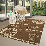 the carpet Mistra robuster Teppich, Flachgewebe, modernes Design, ideal für Küche und Esszimmer, Trendige Farben, besonders flach, auch für den Außenbereich, Coffee, Braun, 160 x 220 cm