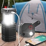 Handkurbel Solar Camping Laterne, Tragbare Ultrahelle LED-Taschenlampe, 30-35 Stunden Laufzeit, USB-Ladegerät, 3000mAh Power Bank, Elektronische Laterne für den Außenbereich, Wanderlesung, Notfall