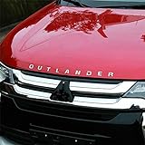 XCBW Auto-Styling-Logo-Emblem Kapuze Die Motorhaube 3D Buchstaben Aufkleber für 2019 Mitsubishi Outlander, Silber