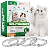QLIGES Zecken-Flohband Katze, Flohhalsband für Katzen 4Pcs, 24 Monate lang wirksamer Schutz, Schutz vor Hautallergien, weich und bequem, verstellbar, wasserdicht, für alle Katzen geeig