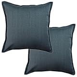 McAlister Textiles Savannah | 2er Pack Sofakissen mit Füllung in Denim Blau | 43 x 43cm | gewobener Jacquardstoff | Einfarbiges Deko gefüllte Kissen Uni für Sofa, Couch, Bett