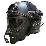 Taktik Airsoft Helm Set Fast Helm mit Taktischer Vollgesichts Maske und Militär Noise Cancelling Kopfhörer für Outdoor Paintball CS Jagd Ausrüstung